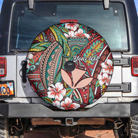 Personalised Hawaii Tribal Humpback Whale Spare Tire Cover Ulaula Hibiscus Seamless Pattern LT9 Red - Polynesian Pride