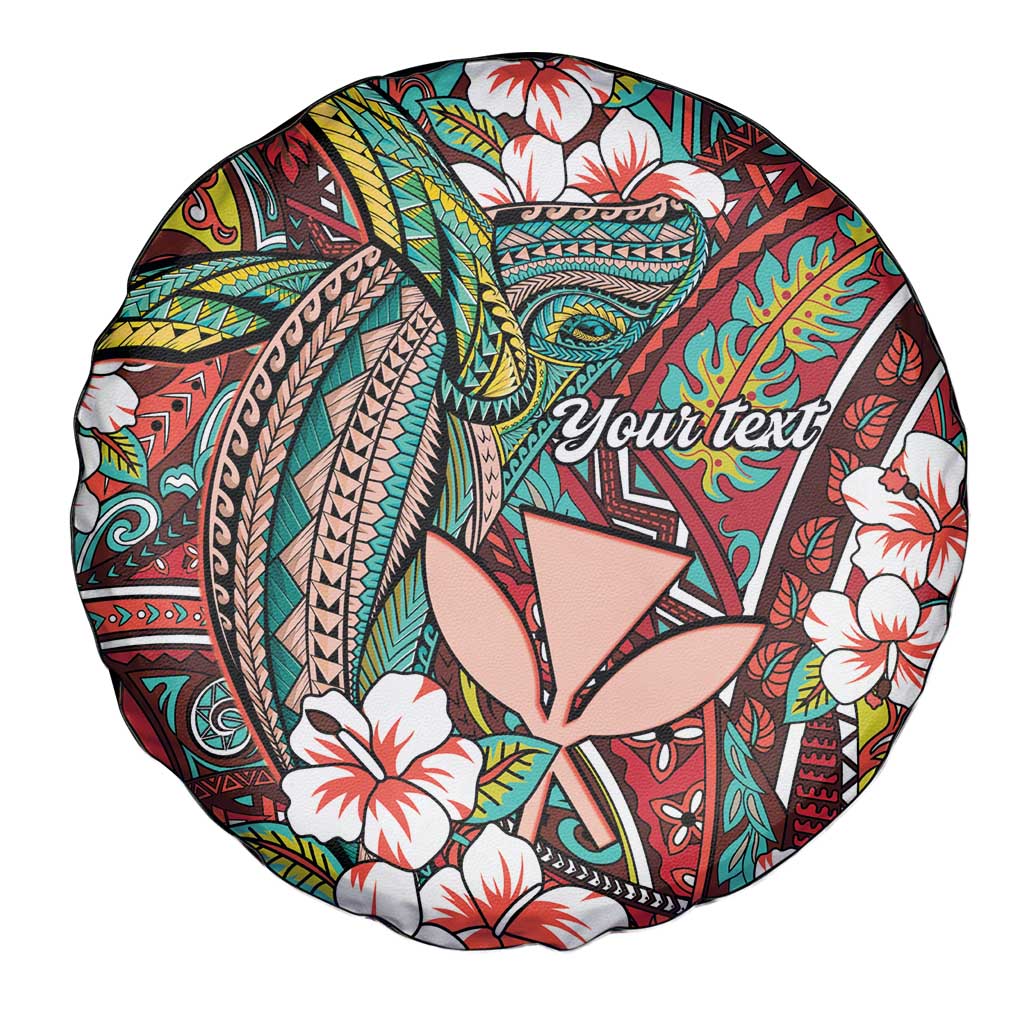 Personalised Hawaii Tribal Humpback Whale Spare Tire Cover Ulaula Hibiscus Seamless Pattern LT9 - Polynesian Pride