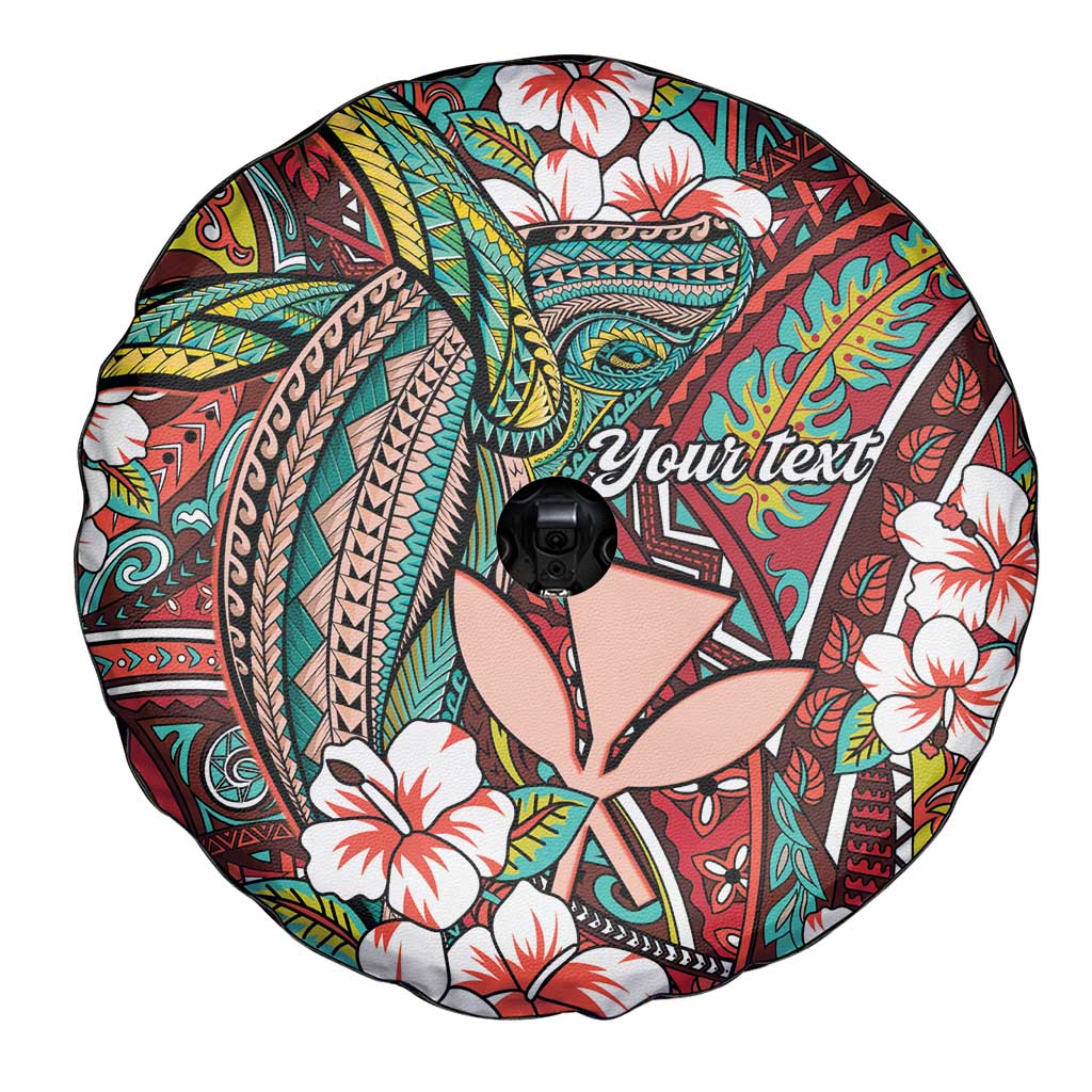 Personalised Hawaii Tribal Humpback Whale Spare Tire Cover Ulaula Hibiscus Seamless Pattern LT9 - Polynesian Pride
