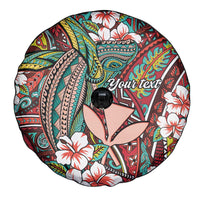 Personalised Hawaii Tribal Humpback Whale Spare Tire Cover Ulaula Hibiscus Seamless Pattern LT9 - Polynesian Pride