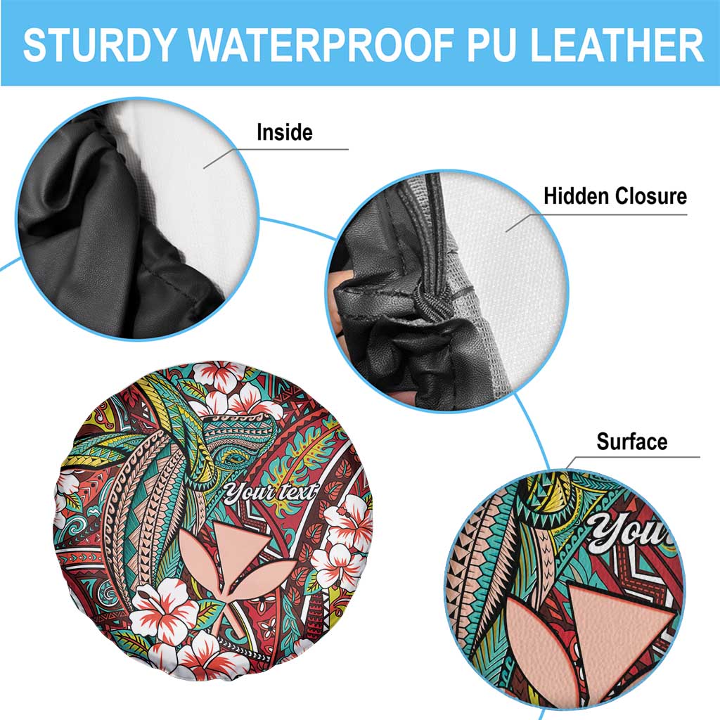Personalised Hawaii Tribal Humpback Whale Spare Tire Cover Ulaula Hibiscus Seamless Pattern LT9 - Polynesian Pride