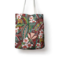 Personalised Hawaii Tribal Humpback Whale Tote Bag Ulaula Hibiscus Seamless Pattern