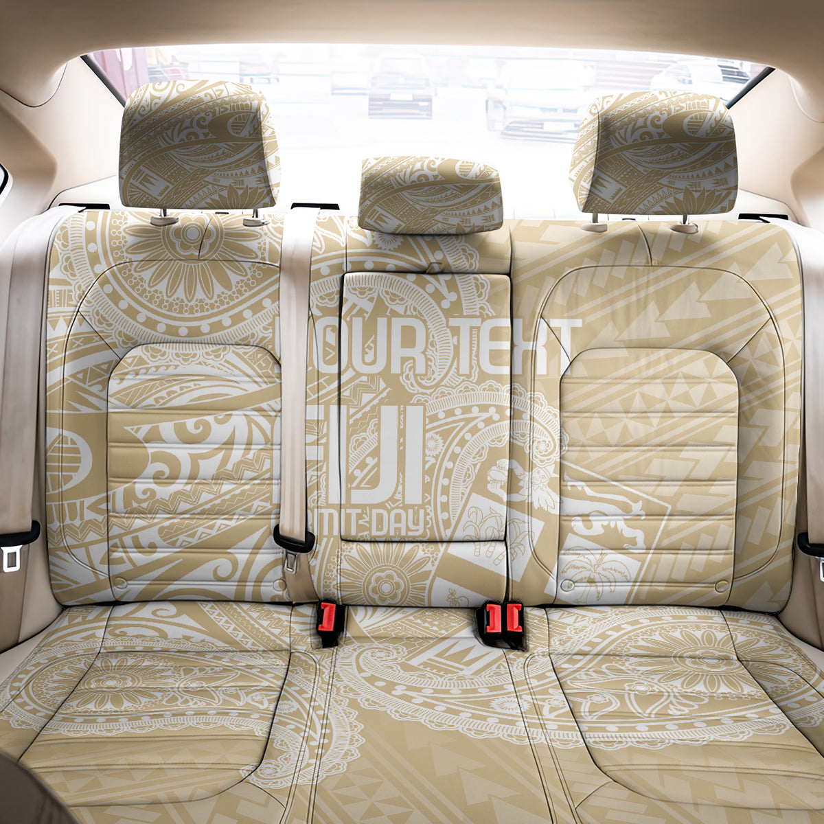 Custom Indo Fijians Back Car Seat Cover Fiji ke Hindustani Polyneisan Paisley Beige Style LT9