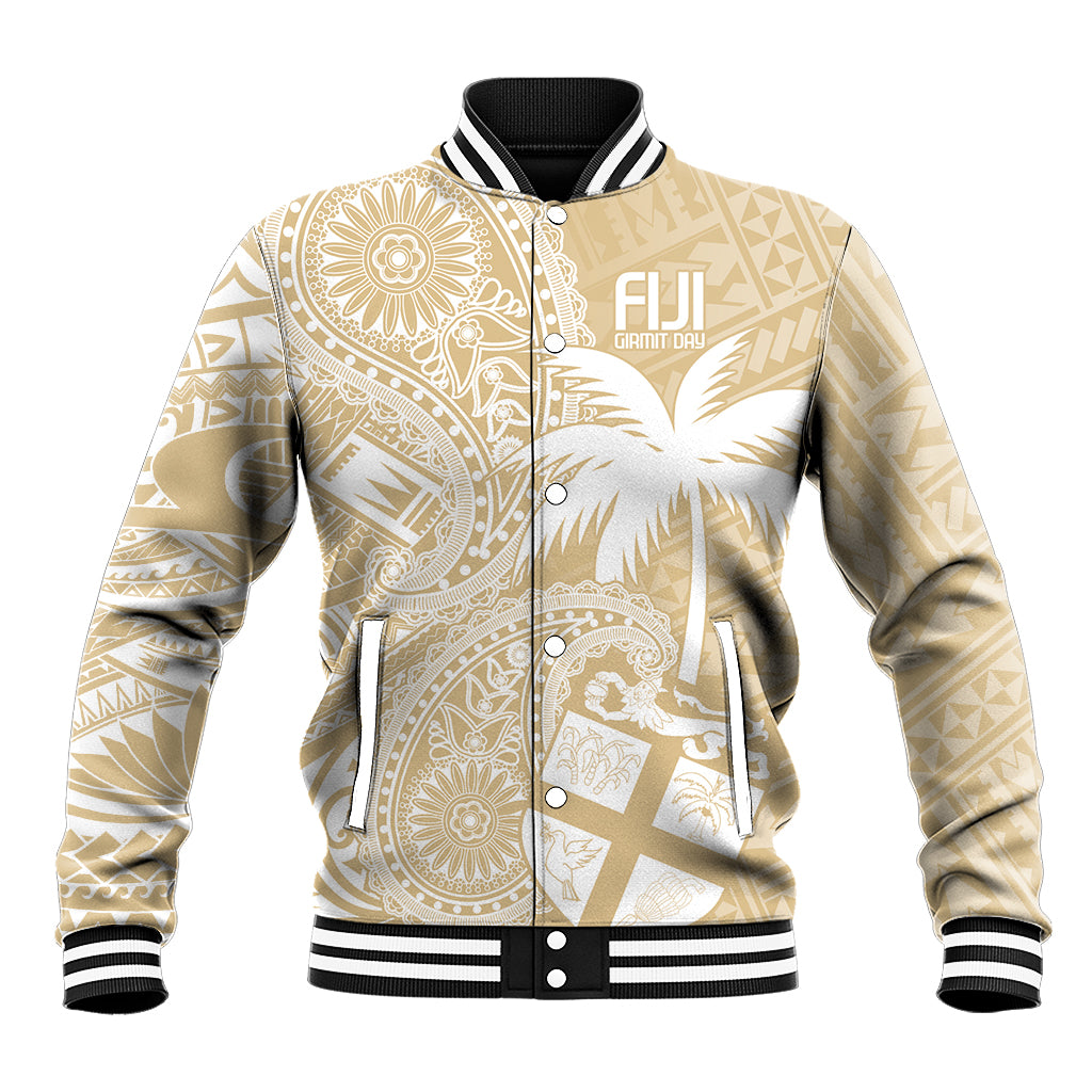 Custom Indo Fijians Baseball Jacket Fiji ke Hindustani Polyneisan Paisley Beige Style LT9 Unisex Beige - Polynesian Pride