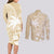 Custom Indo Fijians Couples Matching Long Sleeve Bodycon Dress and Long Sleeve Button Shirt Fiji ke Hindustani Polyneisan Paisley Beige Style