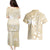 Custom Indo Fijians Couples Matching Puletasi and Hawaiian Shirt Fiji ke Hindustani Polyneisan Paisley Beige Style