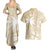 Custom Indo Fijians Couples Matching Summer Maxi Dress and Hawaiian Shirt Fiji ke Hindustani Polyneisan Paisley Beige Style