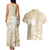 Custom Indo Fijians Couples Matching Tank Maxi Dress and Hawaiian Shirt Fiji ke Hindustani Polyneisan Paisley Beige Style