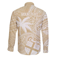 Custom Indo Fijians Family Matching Short Sleeve Bodycon Dress and Hawaiian Shirt Fiji ke Hindustani Polyneisan Paisley Beige Style