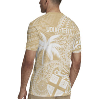 Custom Indo Fijians Rugby Jersey Fiji ke Hindustani Polyneisan Paisley Beige Style