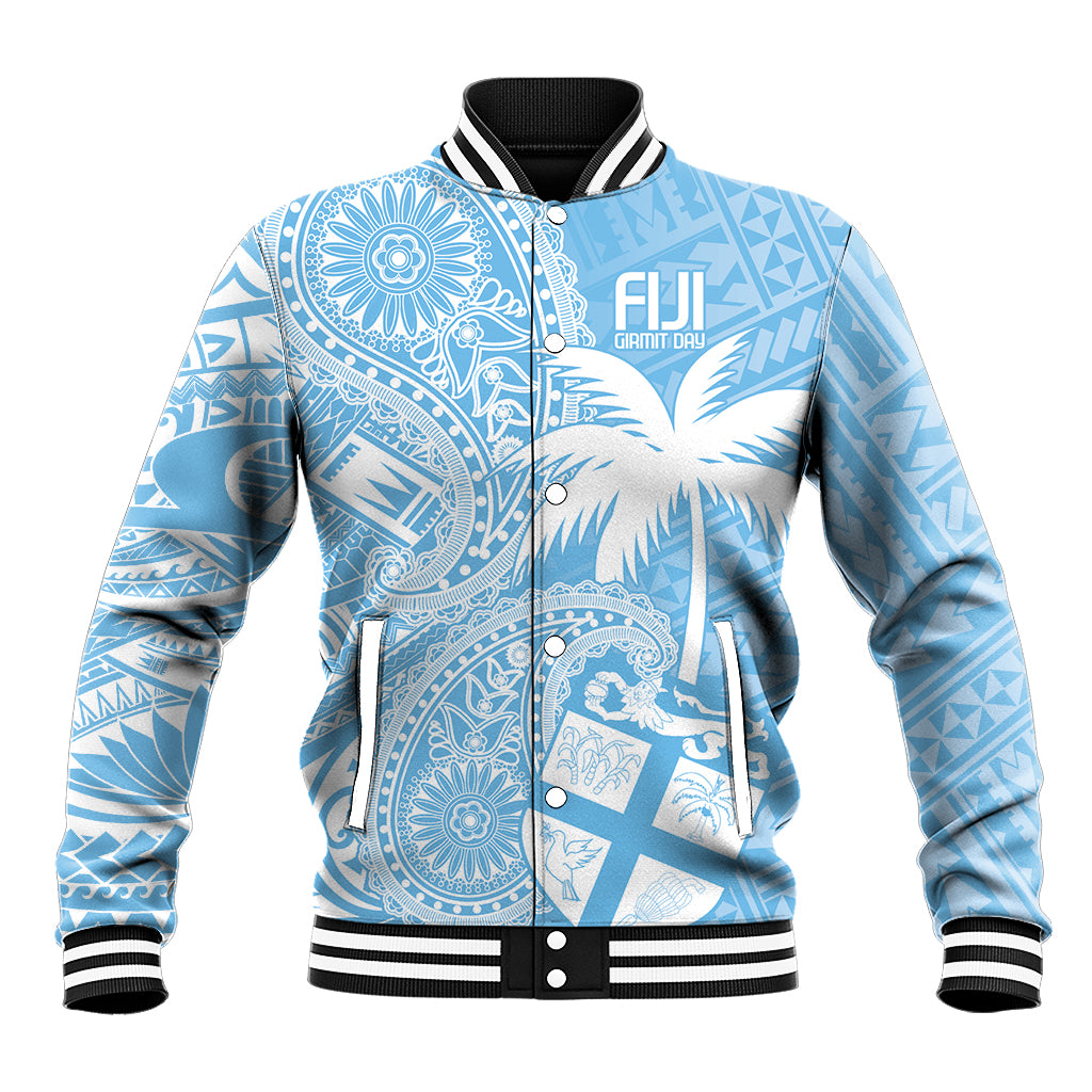 Custom Indo Fijians Baseball Jacket Fiji ke Hindustani Polyneisan Paisley Blue Style LT9 Unisex Blue - Polynesian Pride