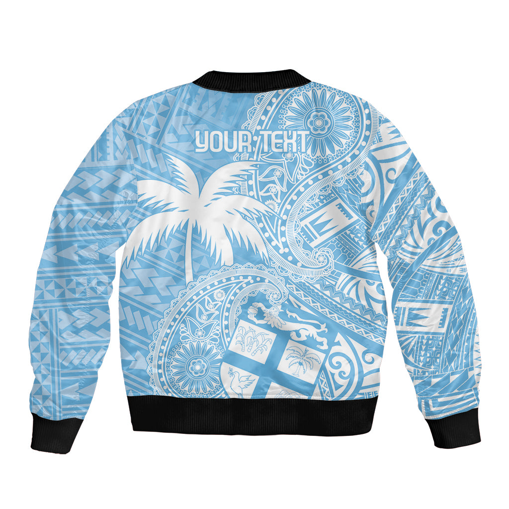 Custom Indo Fijians Bomber Jacket Fiji ke Hindustani Polyneisan Paisley Blue Style