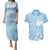 Custom Indo Fijians Couples Matching Puletasi and Hawaiian Shirt Fiji ke Hindustani Polyneisan Paisley Blue Style