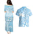Custom Indo Fijians Couples Matching Puletasi and Hawaiian Shirt Fiji ke Hindustani Polyneisan Paisley Blue Style