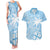 Custom Indo Fijians Couples Matching Tank Maxi Dress and Hawaiian Shirt Fiji ke Hindustani Polyneisan Paisley Blue Style