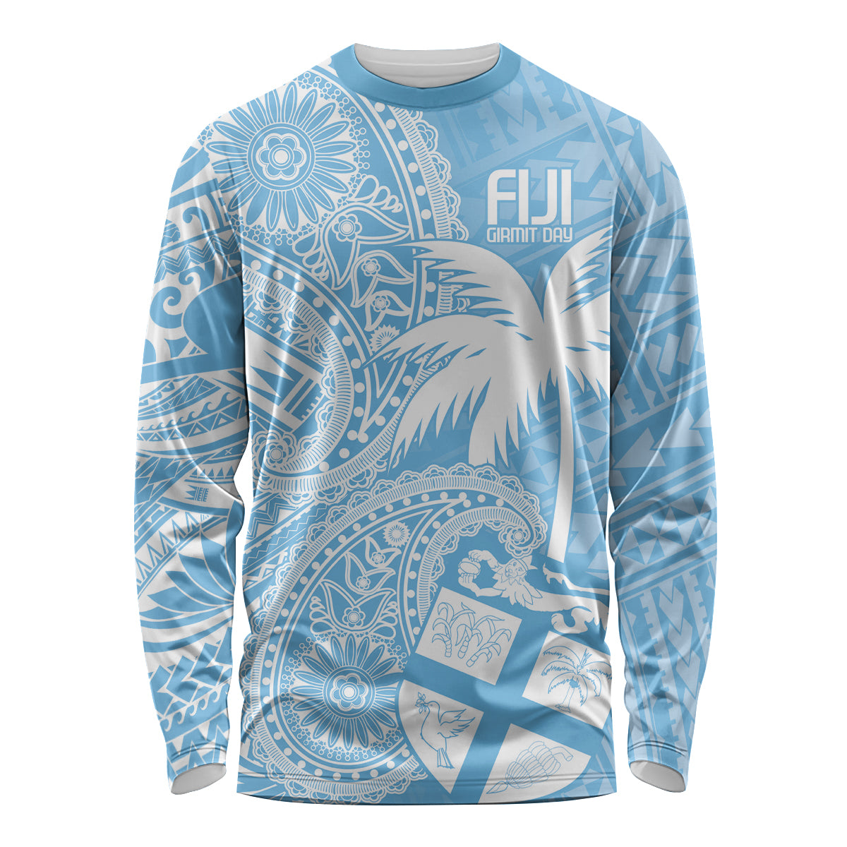 Custom Indo Fijians Long Sleeve Shirt Fiji ke Hindustani Polyneisan Paisley Blue Style LT9 Unisex Blue - Polynesian Pride