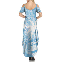 Custom Indo Fijians Summer Maxi Dress Fiji ke Hindustani Polyneisan Paisley Blue Style