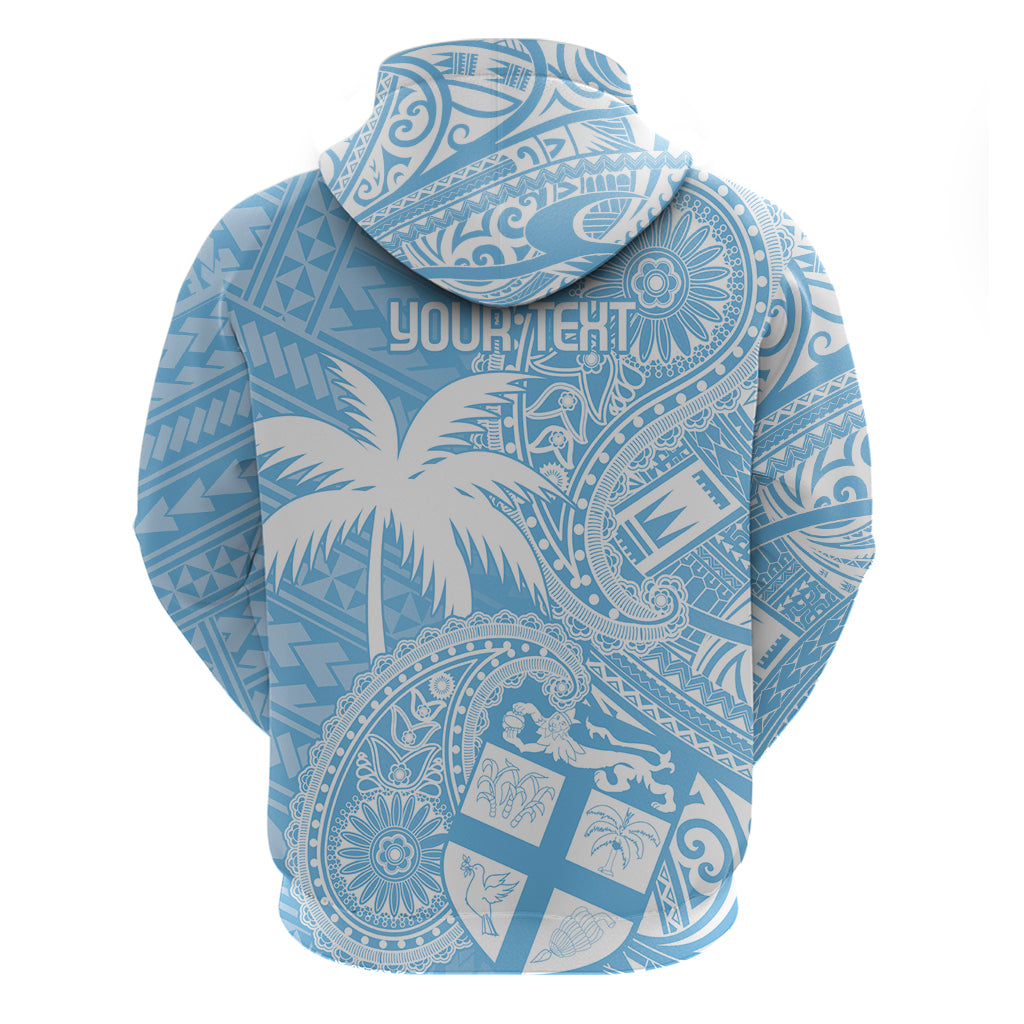 Custom Indo Fijians Zip Hoodie Fiji ke Hindustani Polyneisan Paisley Blue Style