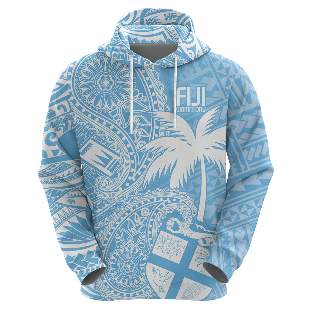 Custom Indo Fijians Zip Hoodie Fiji ke Hindustani Polyneisan Paisley Blue Style