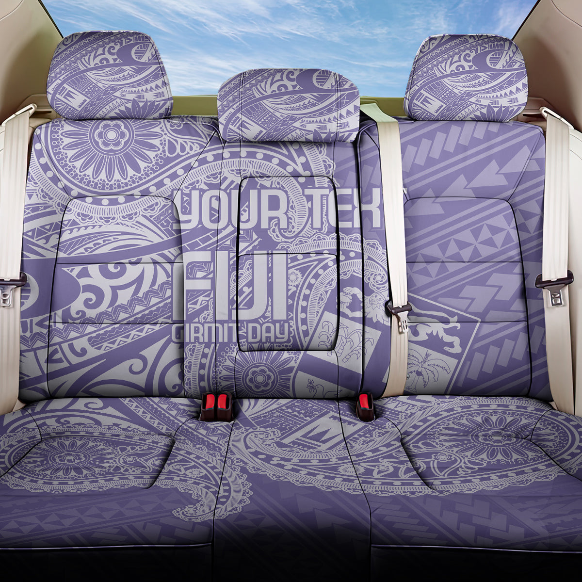 Custom Indo Fijians Back Car Seat Cover Fiji ke Hindustani Polyneisan Paisley Purple Style
