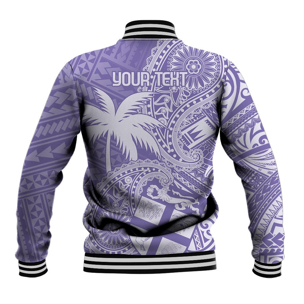Custom Indo Fijians Baseball Jacket Fiji ke Hindustani Polyneisan Paisley Purple Style