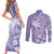 Custom Indo Fijians Couples Matching Short Sleeve Bodycon Dress and Long Sleeve Button Shirt Fiji ke Hindustani Polyneisan Paisley Purple Style