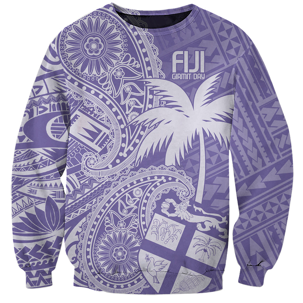 Custom Indo Fijians Sweatshirt Fiji ke Hindustani Polyneisan Paisley Purple Style LT9 Unisex Purple - Polynesian Pride