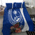 Blue Guam Hafa Adai Bedding Set Tropical Flowers with Polynesian Pattern
