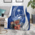 Blue Guam Hafa Adai Blanket Tropical Flowers with Polynesian Pattern