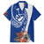 Blue Guam Hafa Adai Family Matching Puletasi and Hawaiian Shirt Tropical Flowers with Polynesian Pattern