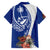 Blue Guam Hafa Adai Family Matching Puletasi and Hawaiian Shirt Tropical Flowers with Polynesian Pattern