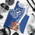 Blue Guam Hafa Adai Men Tank Top Tropical Flowers with Polynesian Pattern