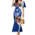 Blue Guam Hafa Adai Mermaid Dress Tropical Flowers with Polynesian Pattern