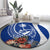 Blue Guam Hafa Adai Round Carpet Tropical Flowers with Polynesian Pattern