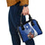 Blue Guam Hafa Adai Shoulder Handbag Tropical Flowers with Polynesian Pattern