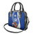 Blue Guam Hafa Adai Shoulder Handbag Tropical Flowers with Polynesian Pattern