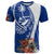 Blue Guam Hafa Adai T Shirt Tropical Flowers with Polynesian Pattern