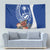 Blue Guam Hafa Adai Tapestry Tropical Flowers with Polynesian Pattern