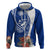 Blue Guam Hafa Adai Zip Hoodie Tropical Flowers with Polynesian Pattern