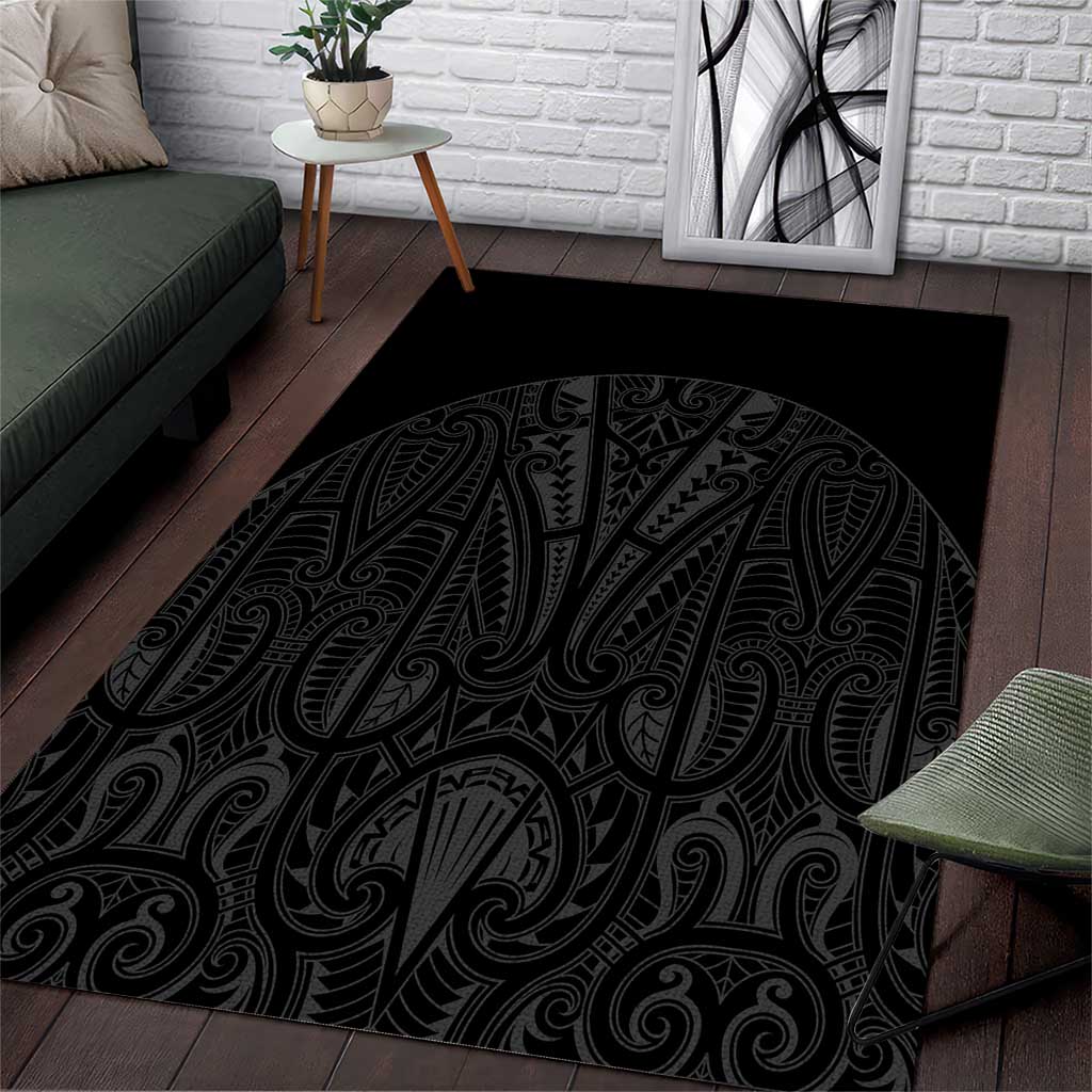 Queensland Maori Rugby Nga Hau e Wha Area Rug Black Motif