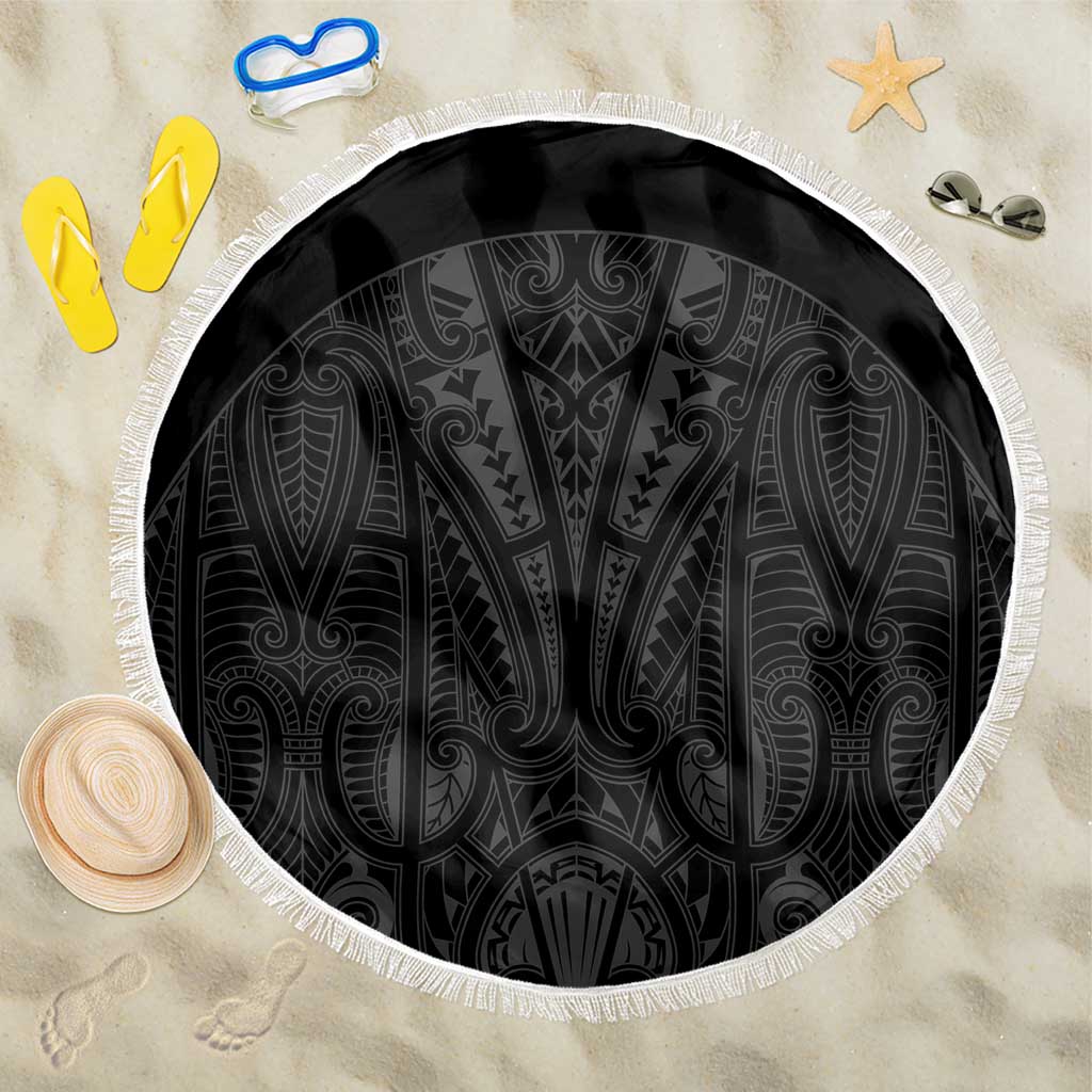 Queensland Maori Rugby Nga Hau e Wha Beach Blanket Black Motif LT9 One Size 150cm Black - Polynesian Pride