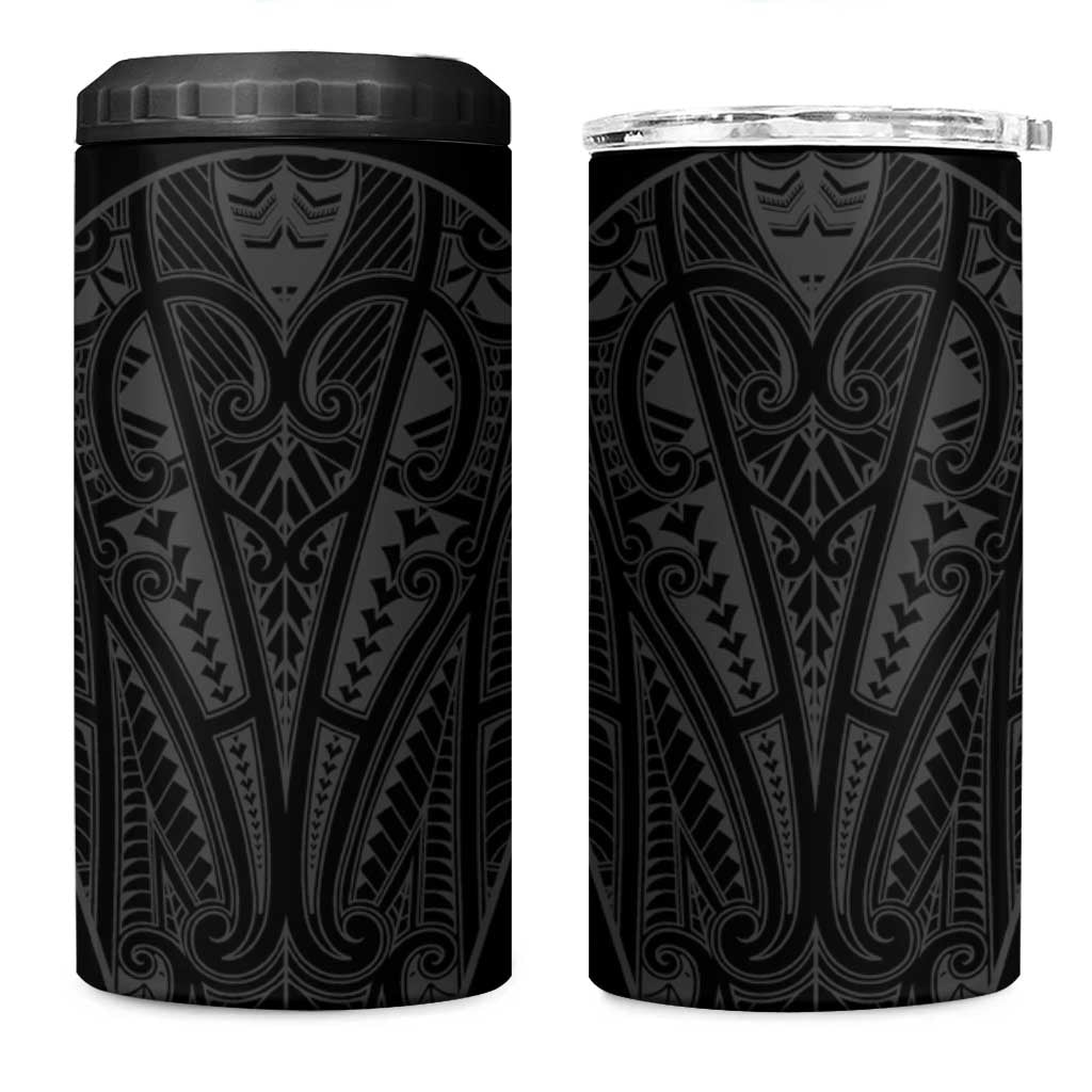 Queensland Maori Rugby Nga Hau e Wha 4 in 1 Can Cooler Tumbler Black Motif LT9 One Size: 16 oz Black - Polynesian Pride