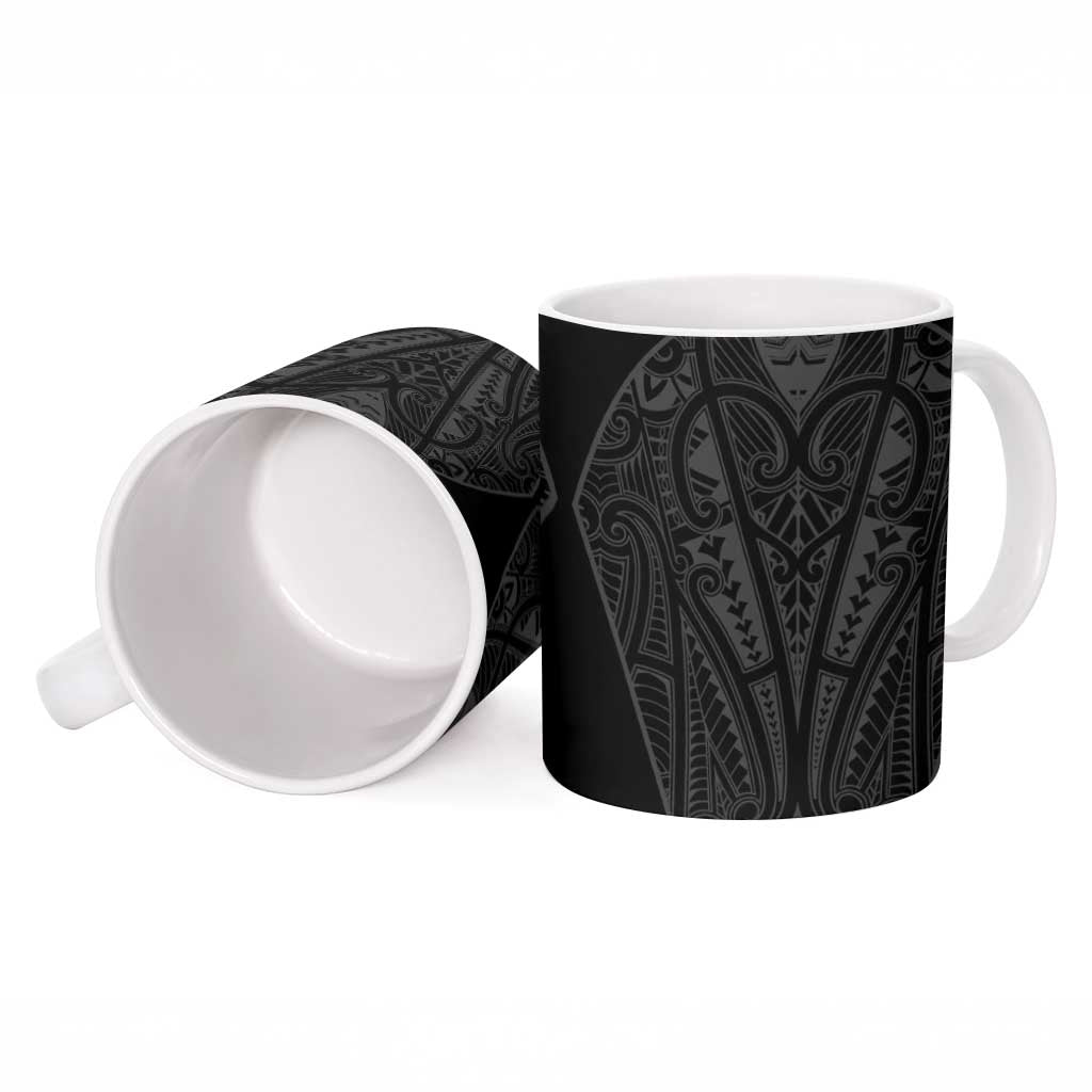 Queensland Maori Rugby Nga Hau e Wha Ceramic Mug Black Motif - Polynesian Pride