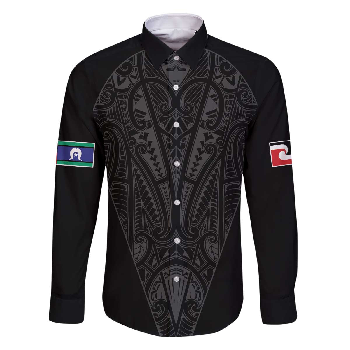 Queensland Maori Rugby Nga Hau e Wha Family Matching Off The Shoulder Long Sleeve Dress and Hawaiian Shirt Black Motif