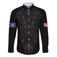 Queensland Maori Rugby Nga Hau e Wha Family Matching Off The Shoulder Long Sleeve Dress and Hawaiian Shirt Black Motif