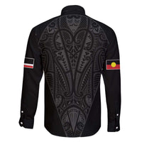 Queensland Maori Rugby Nga Hau e Wha Family Matching Off The Shoulder Long Sleeve Dress and Hawaiian Shirt Black Motif