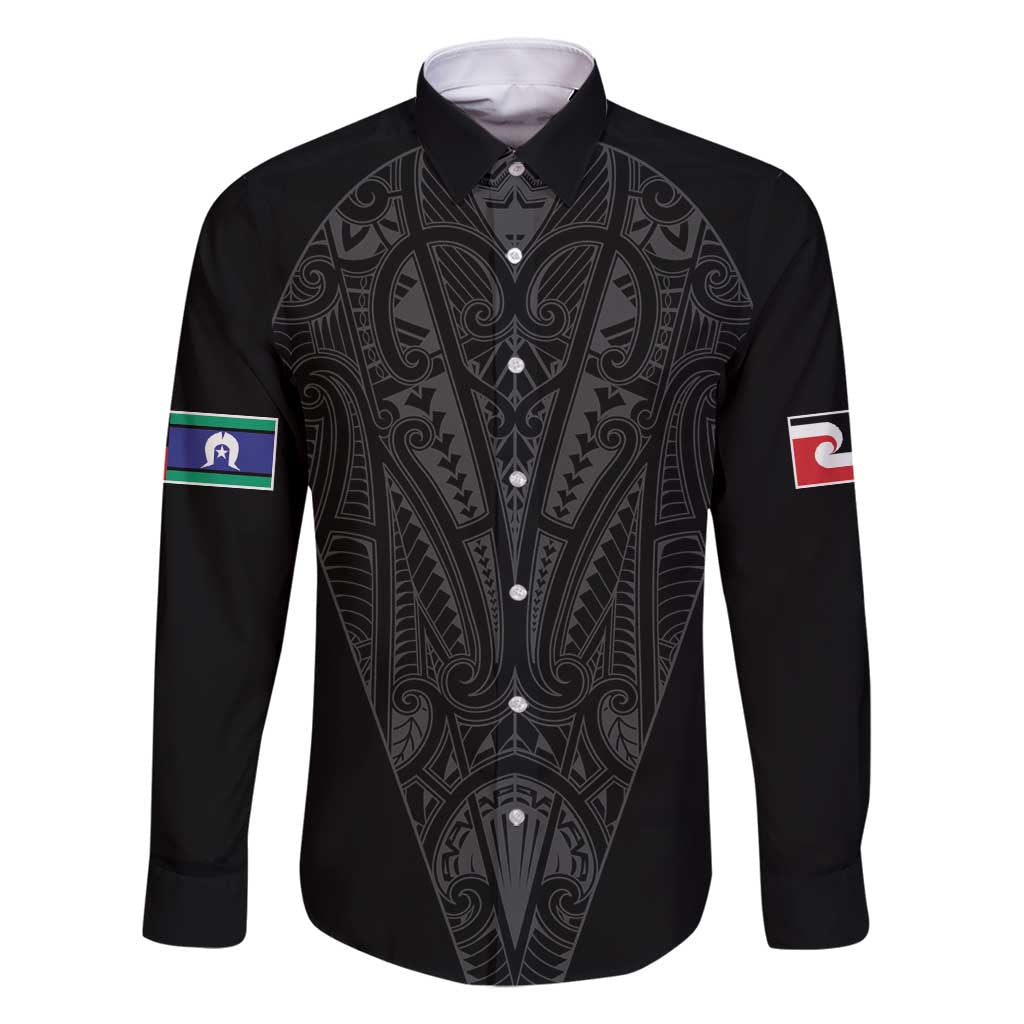 Queensland Maori Rugby Nga Hau e Wha Family Matching Off Shoulder Maxi Dress and Hawaiian Shirt Black Motif