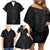 Queensland Maori Rugby Nga Hau e Wha Family Matching Off Shoulder Short Dress and Hawaiian Shirt Black Motif