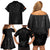 Queensland Maori Rugby Nga Hau e Wha Family Matching Off Shoulder Short Dress and Hawaiian Shirt Black Motif