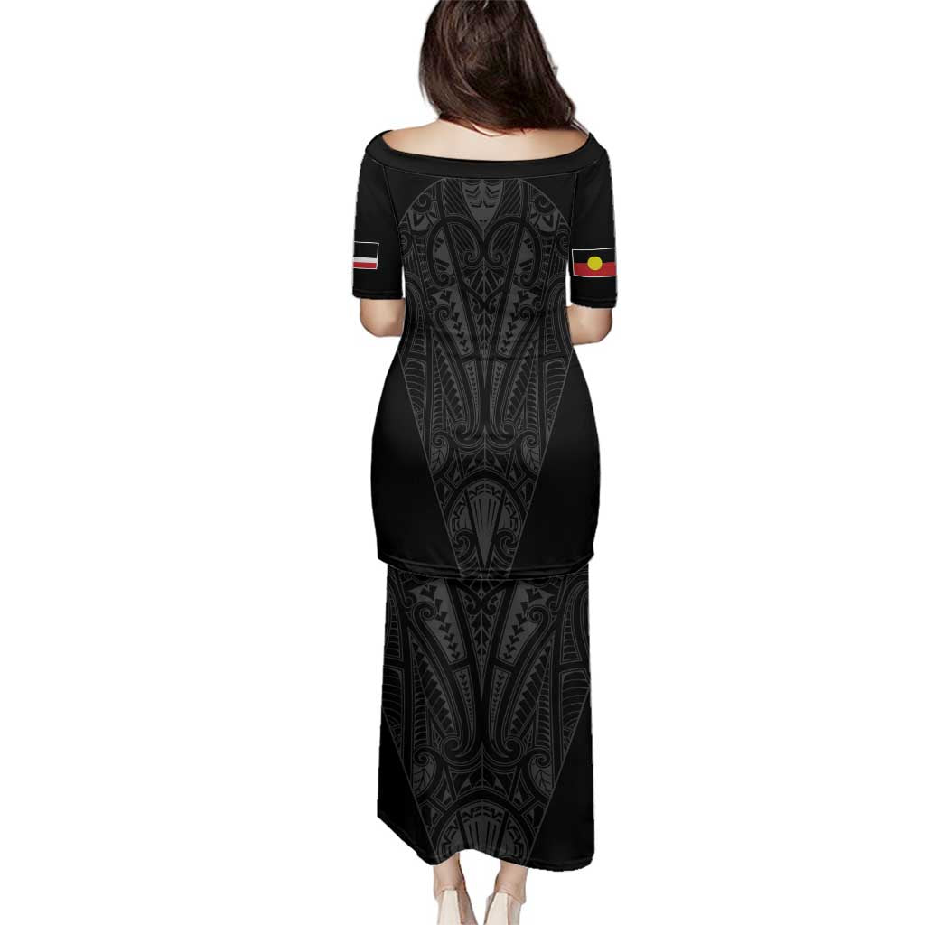 Queensland Maori Rugby Nga Hau e Wha Family Matching Puletasi and Hawaiian Shirt Black Motif